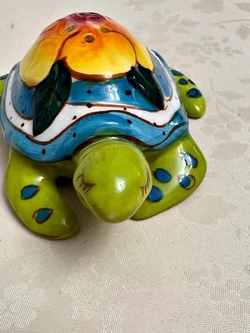 Hand-Painted by Blue Sky Clayworks Ceramic Sea Turtle Decor Salt Shaker only